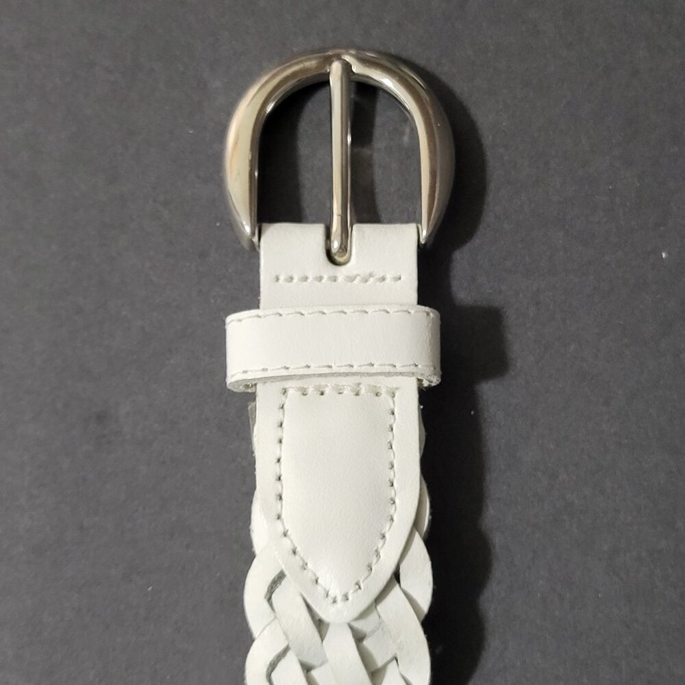 White Woven Casual Design Genuine Leather Belt ~ Made in Guatemala ~ Size ML - Picture 4 of 8